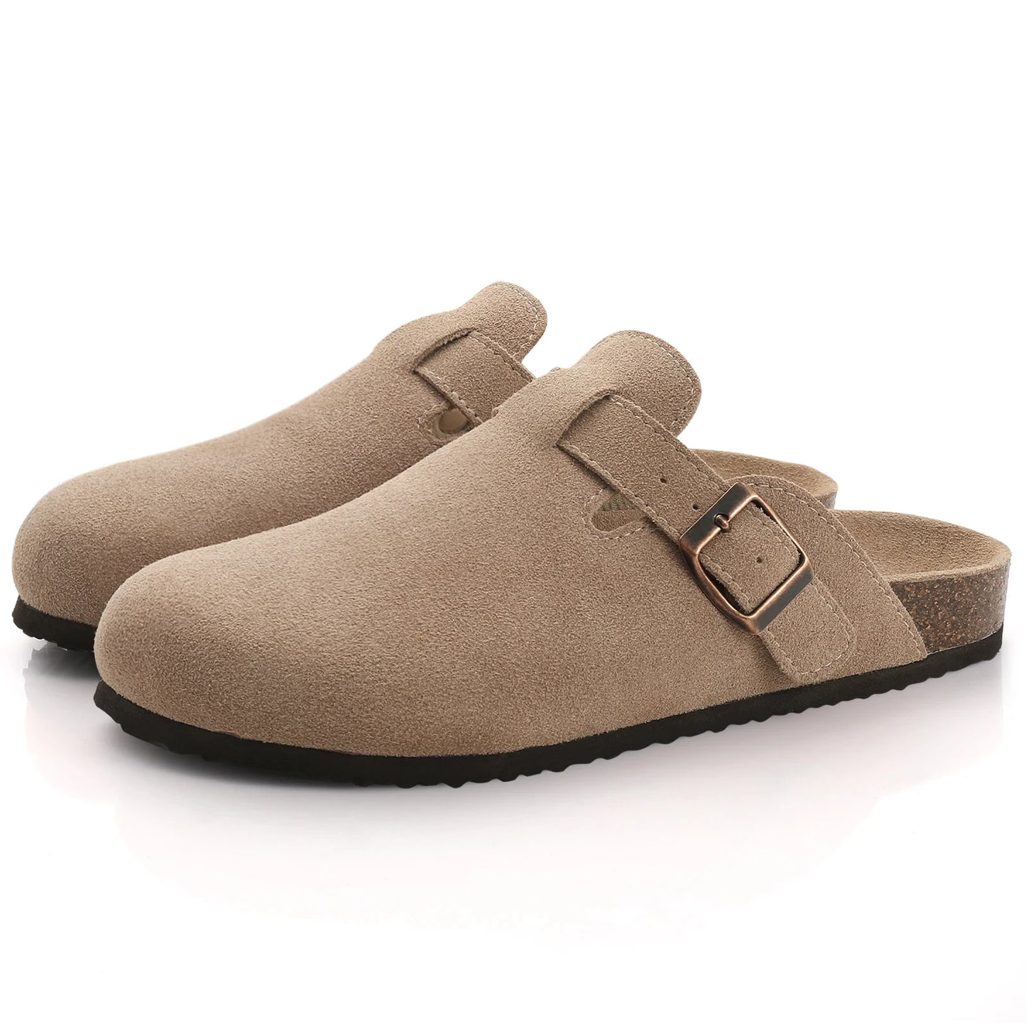 Kidmi Women's Genuine Suede Clogs Soft Footbed Leather Potato Shoes Comfort Slip On Clogs with Arch Support Fashion Home Slipper