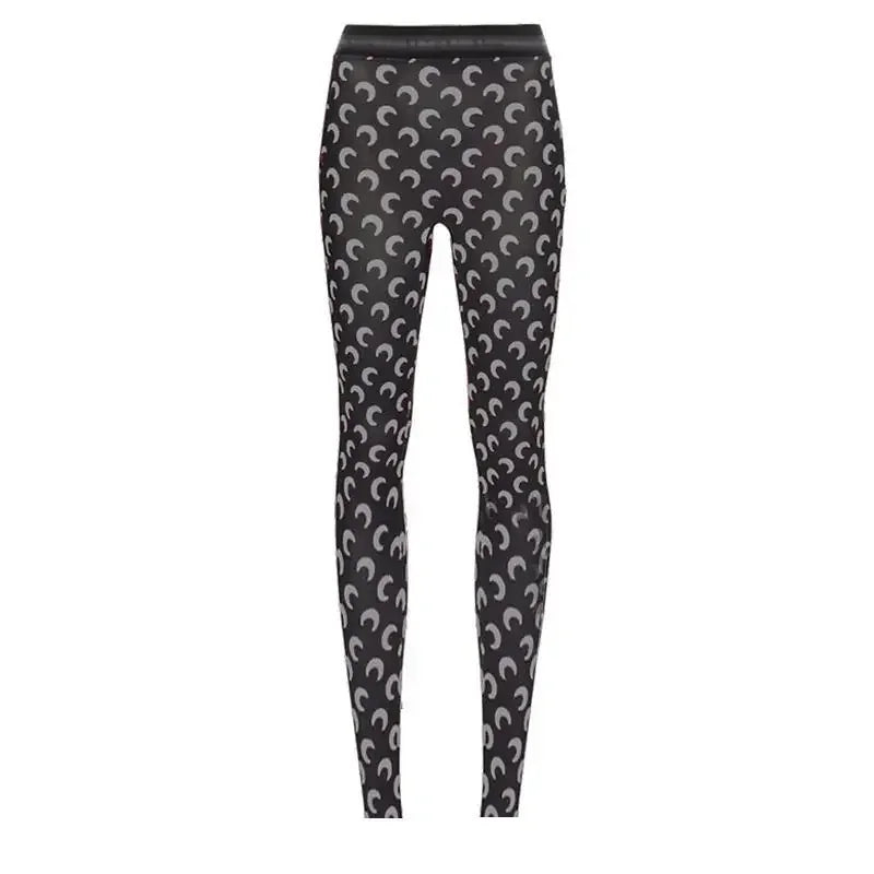 Fashion High Street Casual Women's High Waist Printed Bottom Pants New Women Reflective Tight Elastic Outerwear Pants