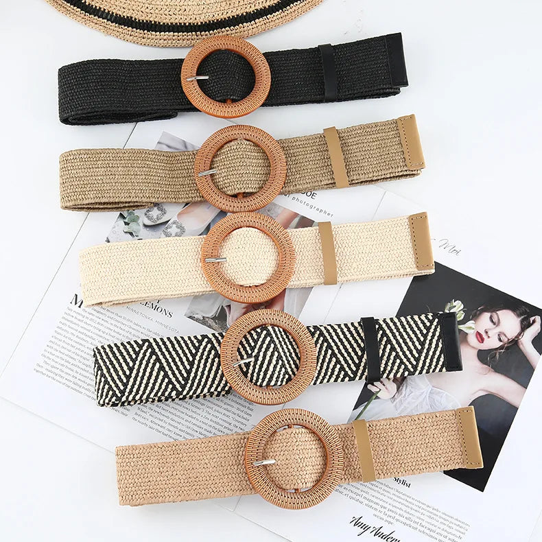 The Woven Straw Skinny Belt