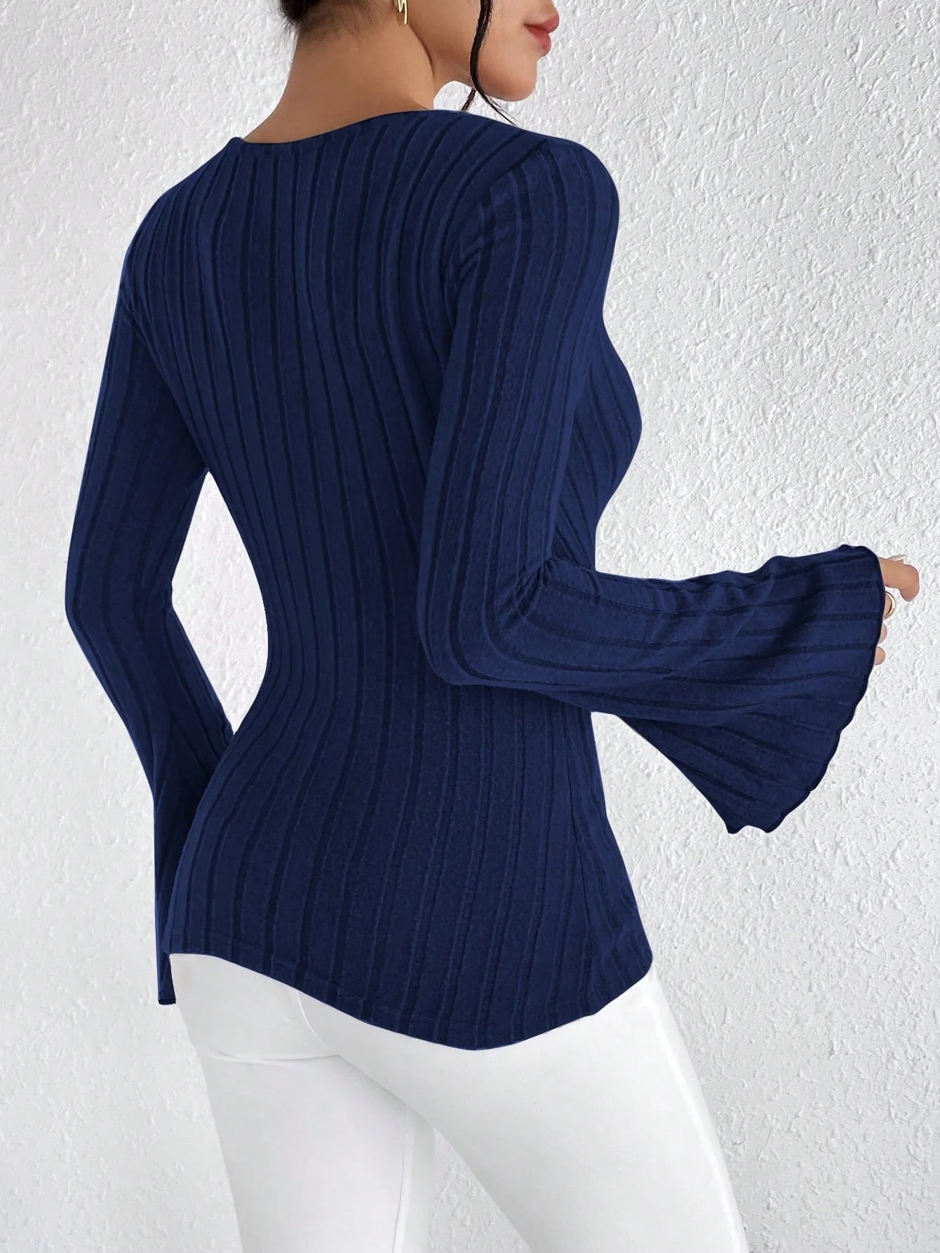 The Striped V-Neck Knit Top
