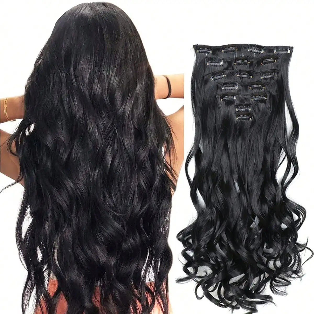 The 22-Inch Full Head Curly Wavy Clip-In Set (7pcs)