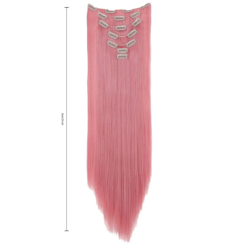The 60CM Pink Straight Clip-In Hair Extensions