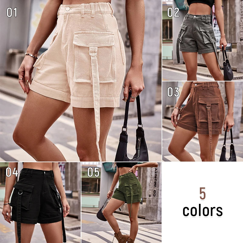 Women Summer Cargo Shorts Casual Pockets Beach Short Pants  Harajuku Chic Short Pants All Match Streetwear Bottoms