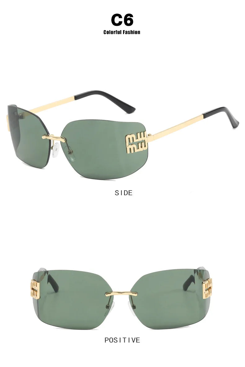 The Vintage Rimless Curved Lens Sunglasses