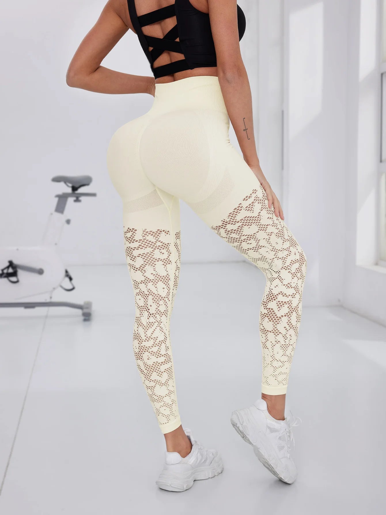 TRY TO BN Sports Leggings Mesh Women Seamless Yoga Pants Fitness Breathable Sweatpants High Waisted Leggings Workout Gym Clothes