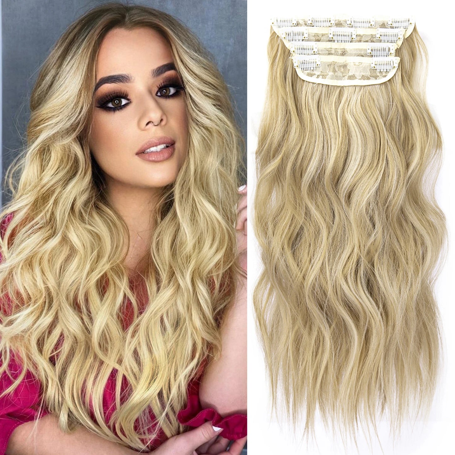 The 20-Inch Long Wavy Clip-In Hairpiece Set (4pcs)