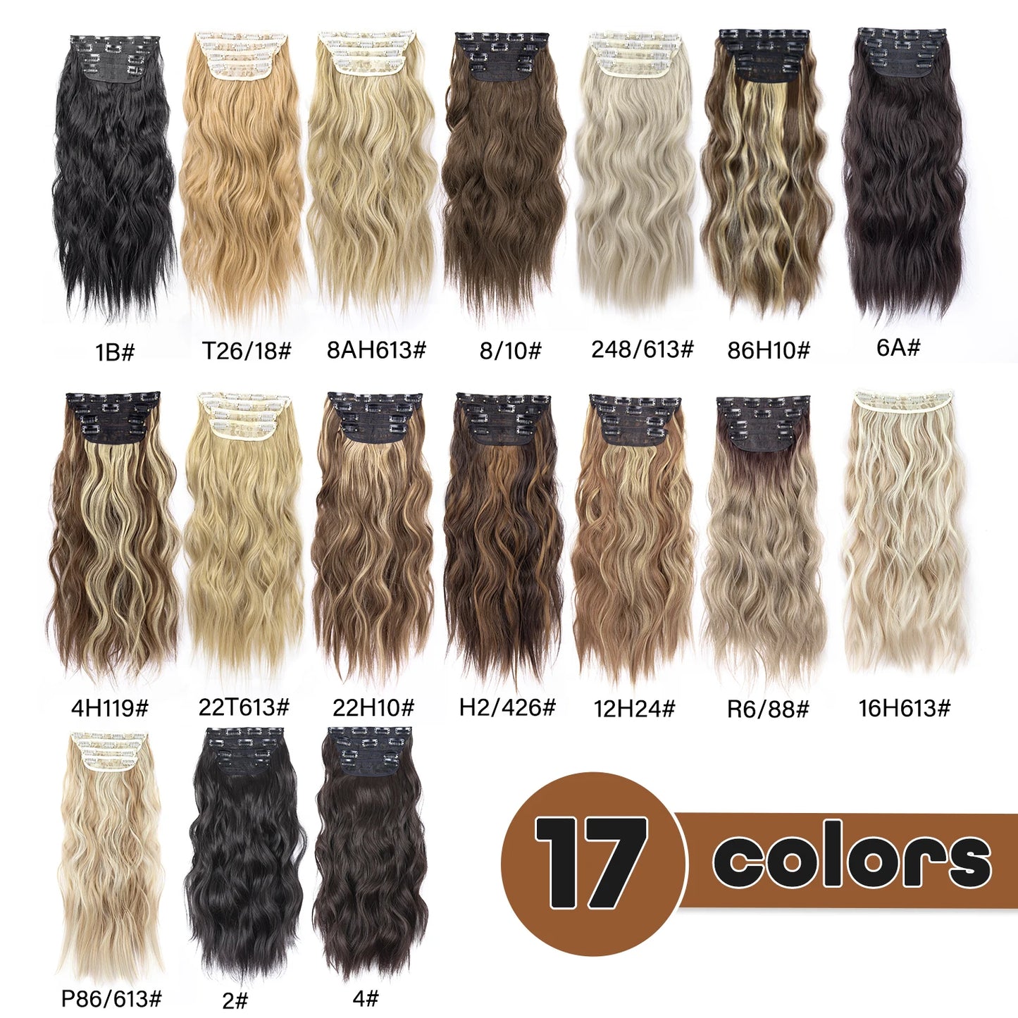 The 20-Inch Long Wavy Clip-In Hairpiece Set (4pcs)
