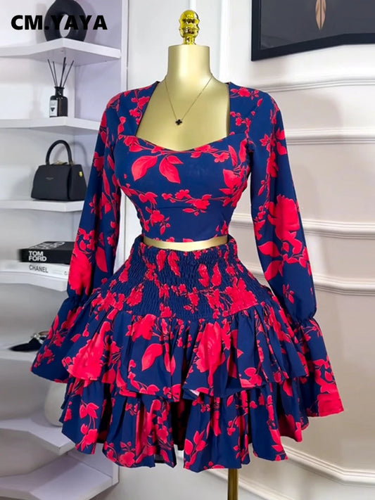 The Print Ruffle Skirt Set