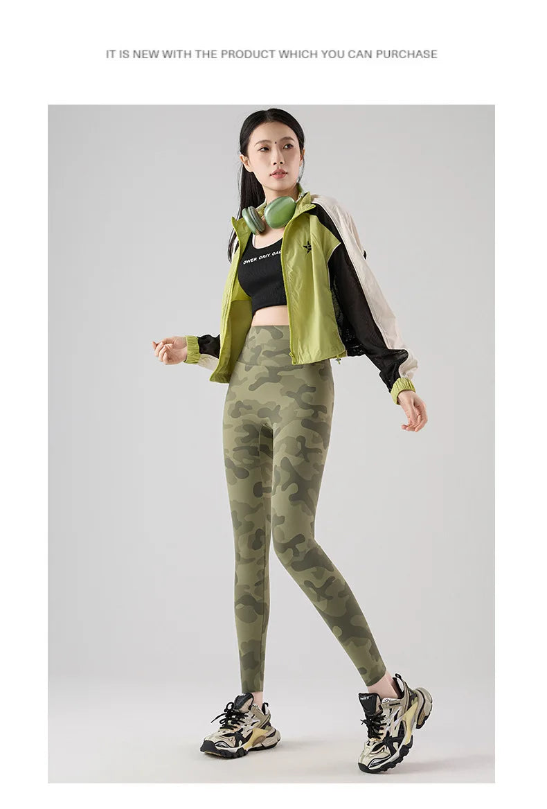 BIVIGAOS Spring Summer New Seamless Camouflage Sharkskin Leggings Women Fashion High Waist Casual Sports Tights Fitness Leggings