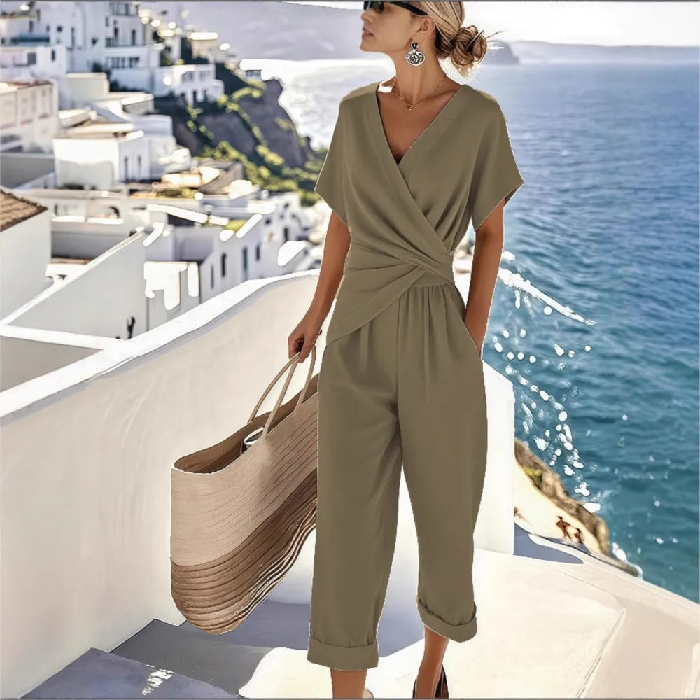 The V-Neck Pleated Trouser Set