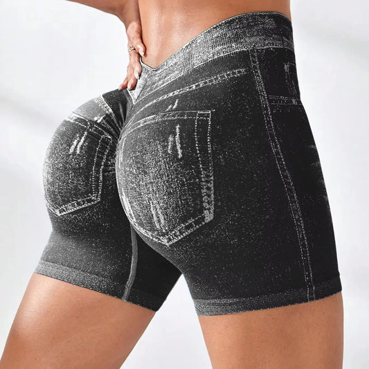 The V-Back Faux Denim Short