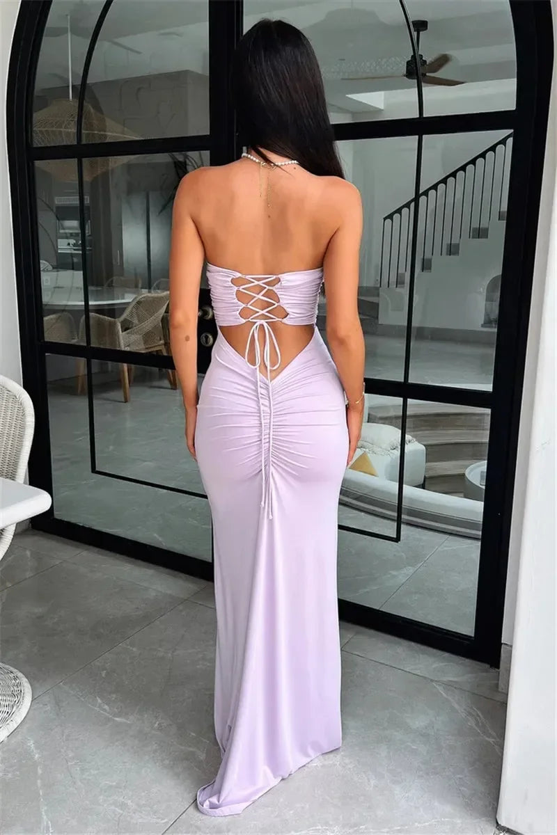 The Strapless Lace-Up Maxi