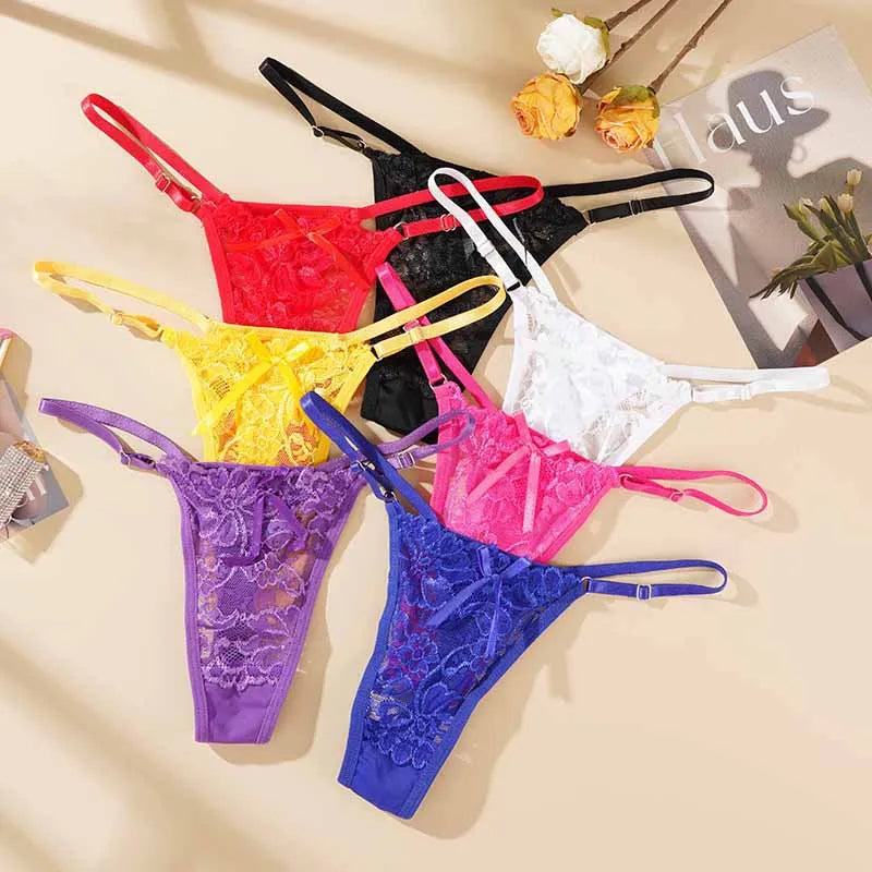 The Adjustable Hollow-Out Lace Thong