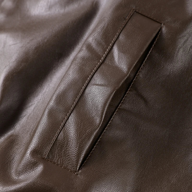 The Belted PU Bomber Jacket