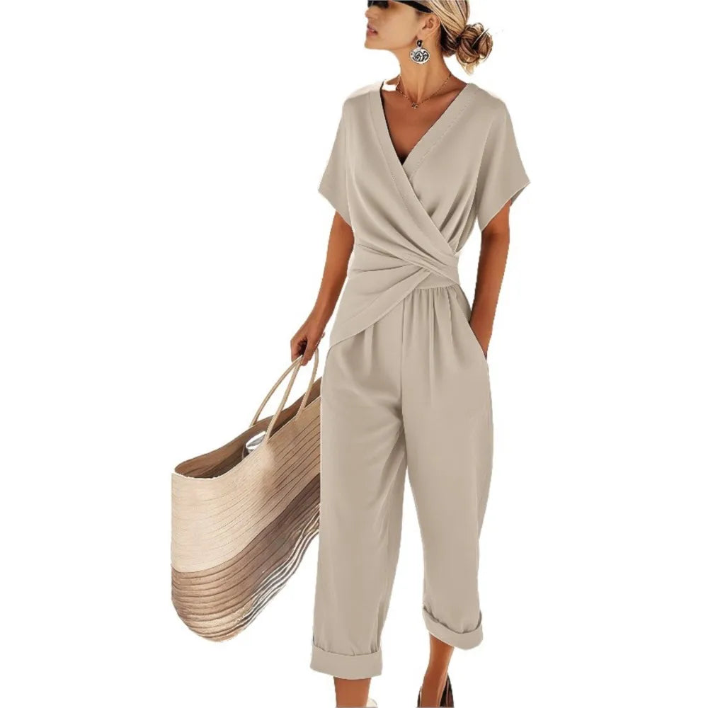 The V-Neck Pleated Trouser Set