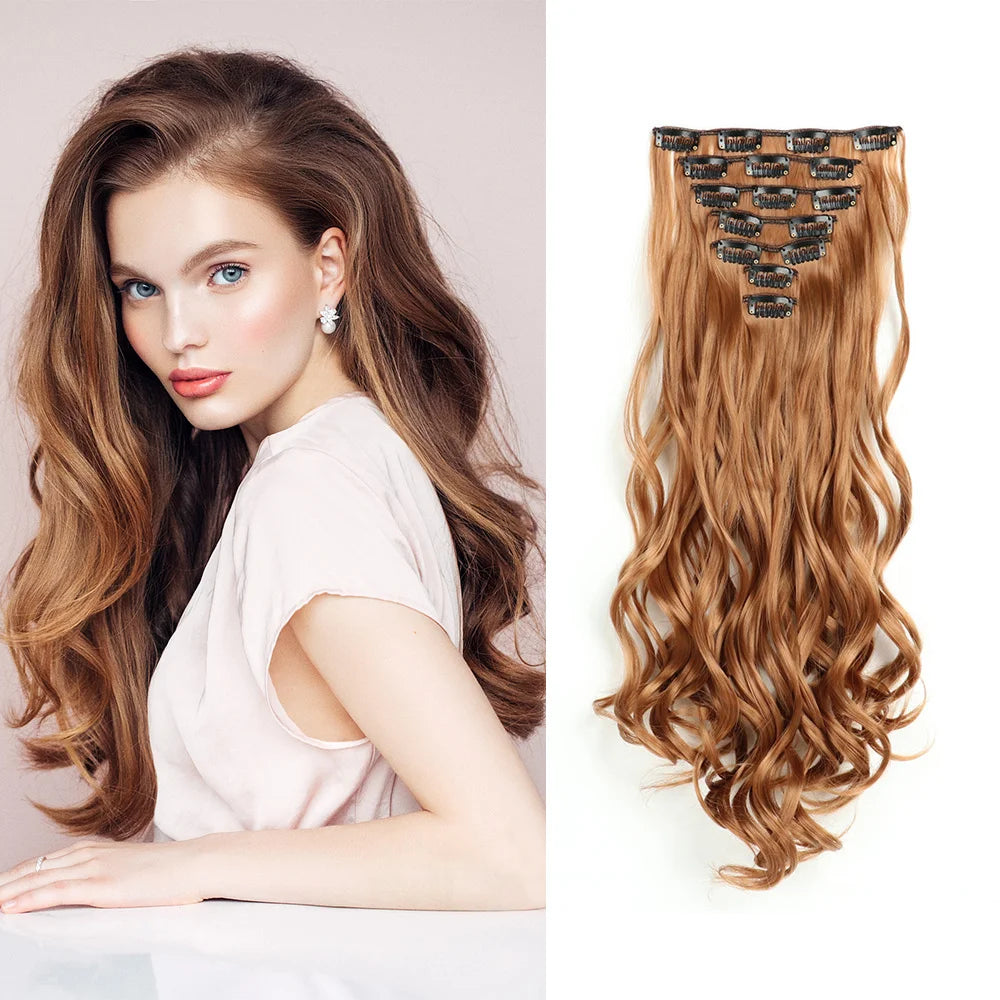 The 22-Inch Full Head Curly Wavy Clip-In Set (7pcs)