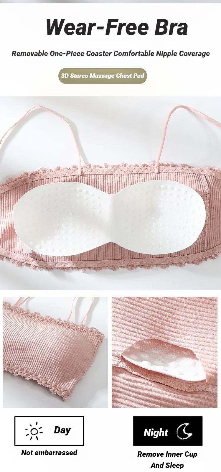Cotton Camisole Top Girl No Underwire Chest Pad Adjustable To Fit Small Vest Wrap Bra Student Summer Women Bras Back Lace Sexy