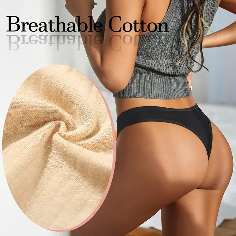 The 3-Pack Solid Color Cotton G-String