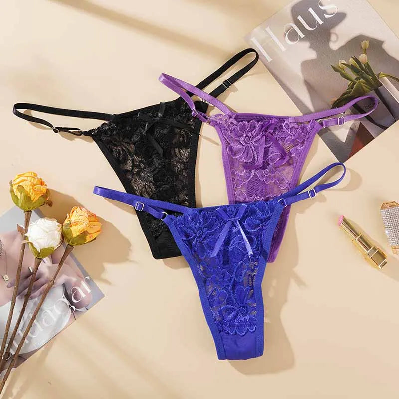 The Adjustable Hollow-Out Lace Thong