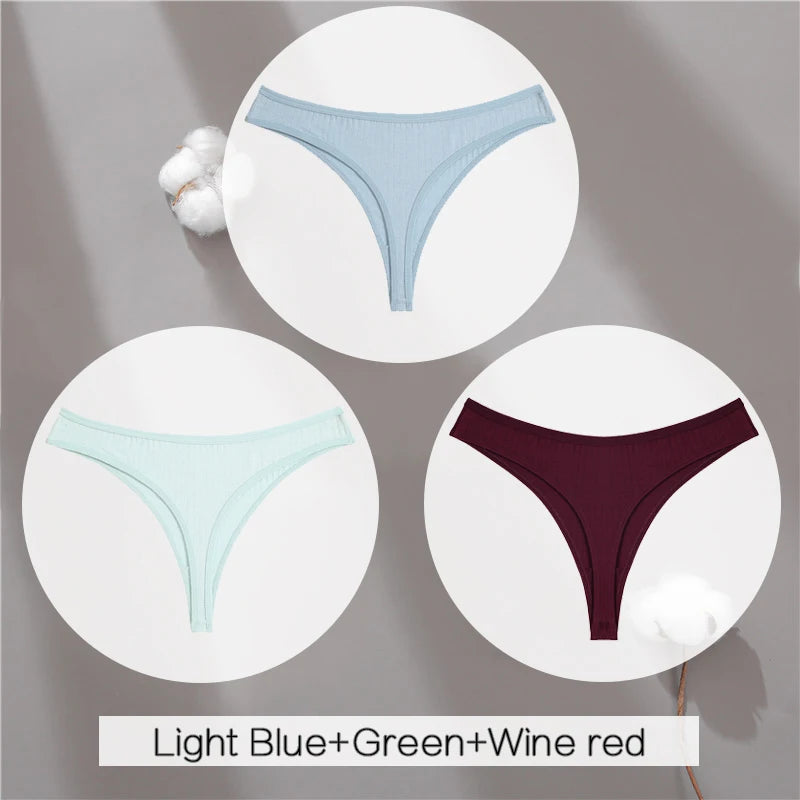 The 3-Pack Solid Color Cotton G-String