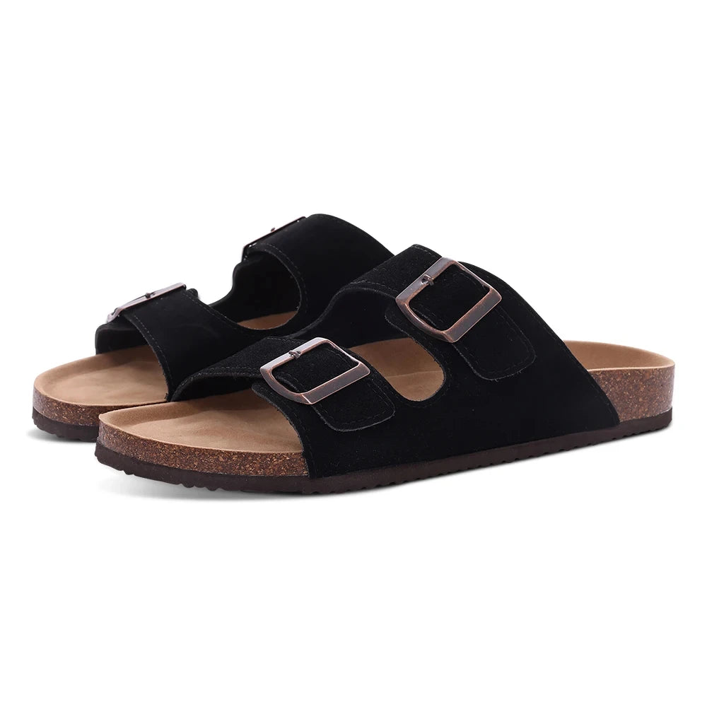 Kidmi Women's Genuine Suede Clogs Soft Footbed Leather Potato Shoes Comfort Slip On Clogs with Arch Support Fashion Home Slipper