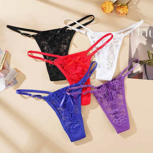 The Adjustable Hollow-Out Lace Thong
