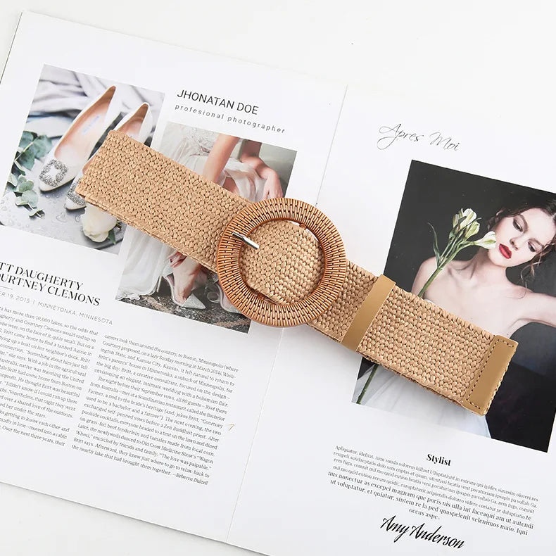 The Woven Straw Skinny Belt