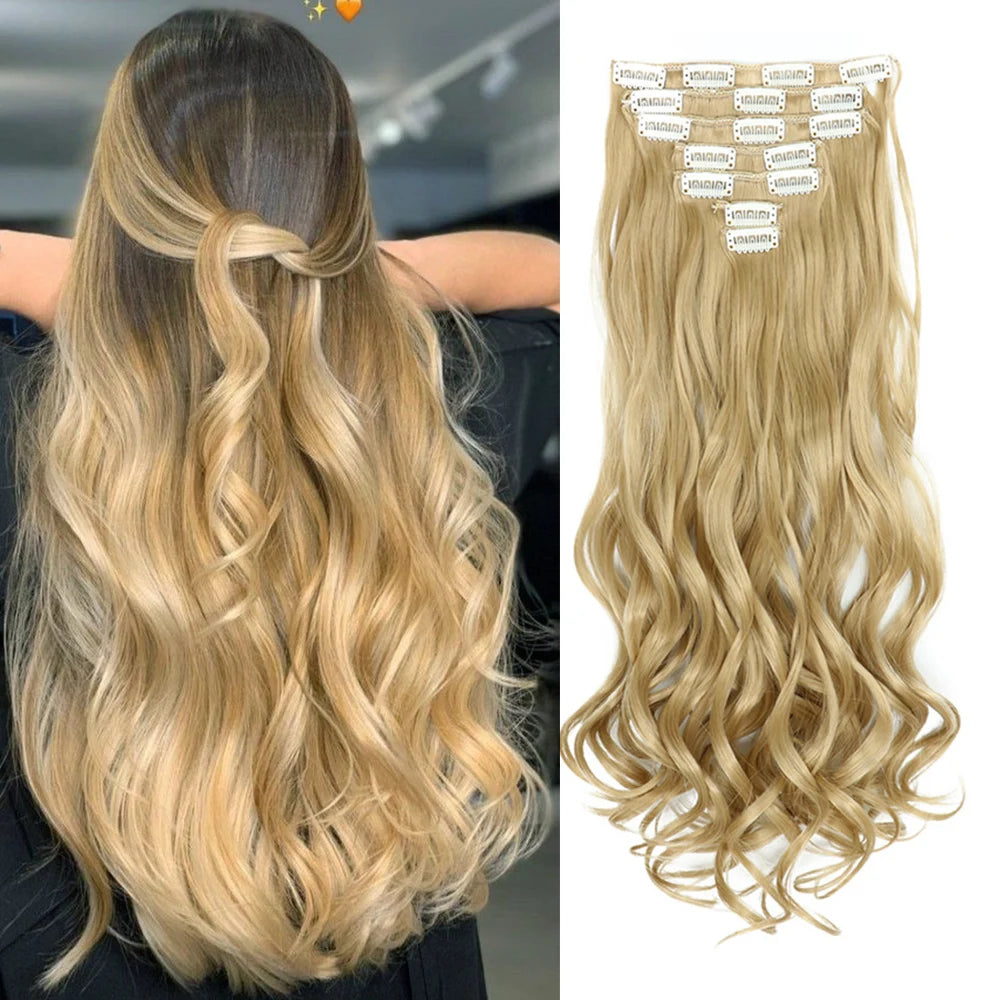 The 22-Inch Full Head Curly Wavy Clip-In Set (7pcs)