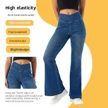 High Waist Cross Fit Women's Skinny Jeans Elastic Fitness Casual Pants Cotton Polyester Inner Lining Running Exercise Jeans