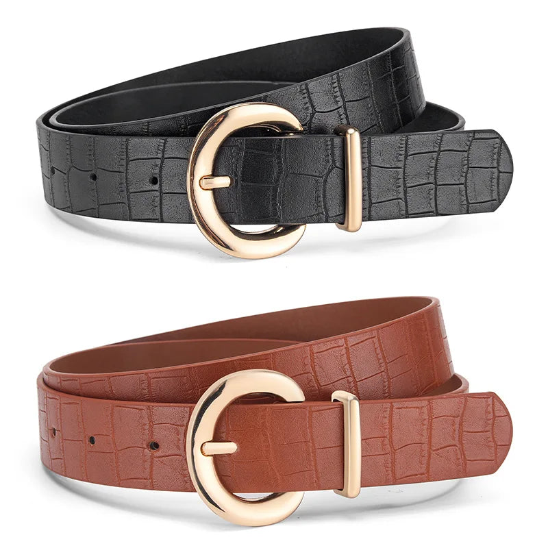 The Alligator Pattern Gold Buckle Belt