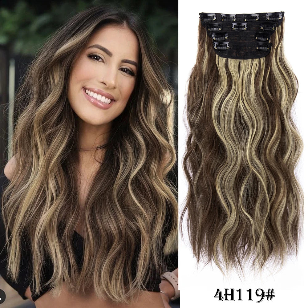 The 20-Inch Long Wavy Clip-In Hairpiece Set (4pcs)