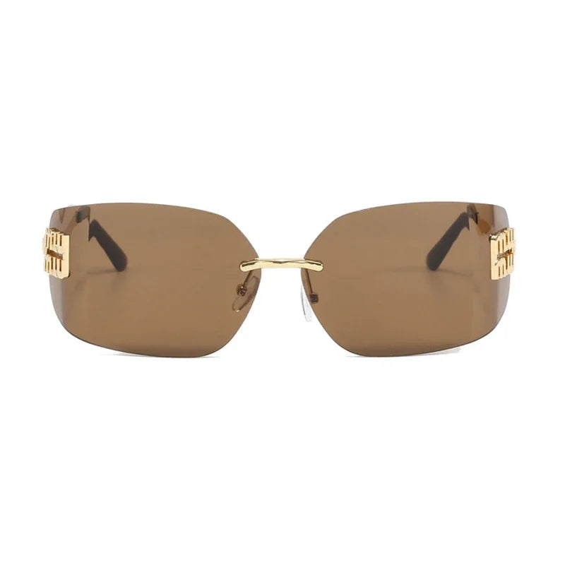 The Vintage Rimless Curved Lens Sunglasses