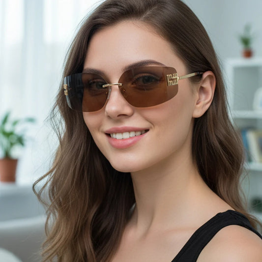 The Vintage Rimless Curved Lens Sunglasses