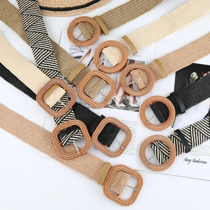 The Woven Straw Skinny Belt