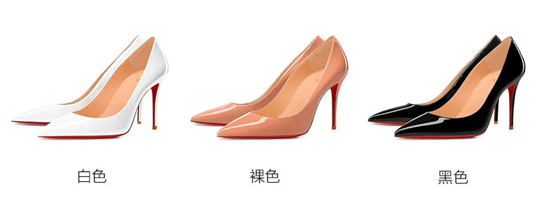 Black Women's elegant high heels Red Shiny Bottoms Luxury Brand Women heels 2025 trend Pointed Toe Sexy Party Pumps shoes Women