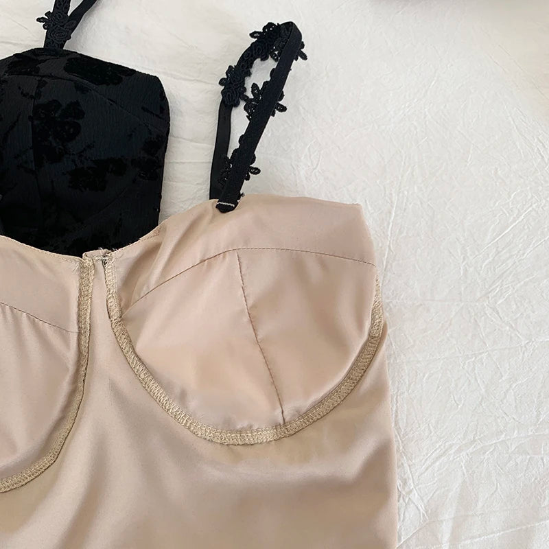 ITOOLIN Women Sweet Elastic Camis Underwear Padded Bra Spaghetti Cute Crop Tops Print Tank Tops For Women Summer 2024