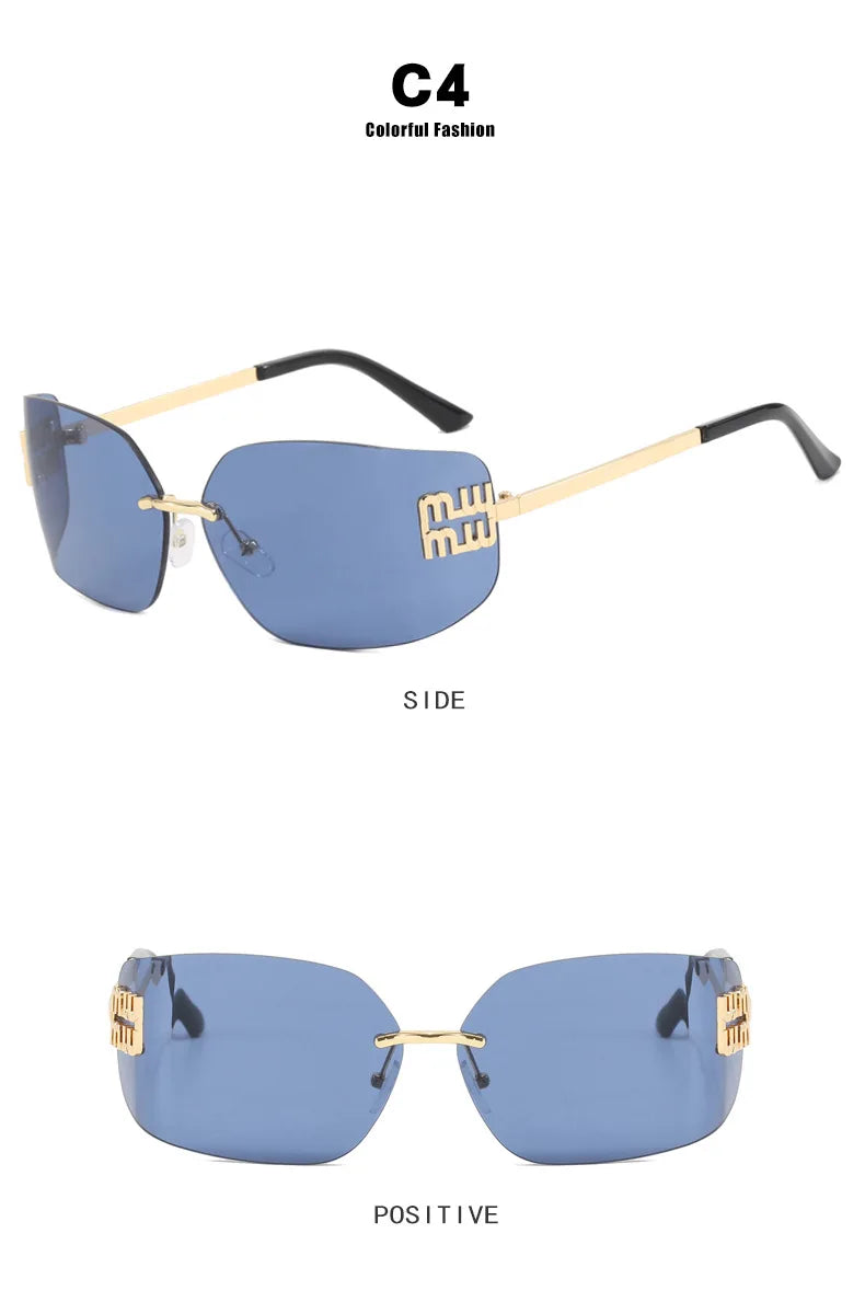 The Vintage Rimless Curved Lens Sunglasses