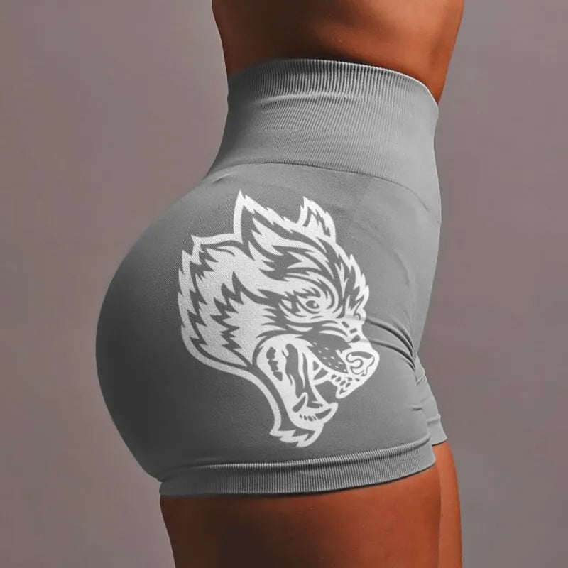Wolf head three-piece pants high-elastic seamless yoga pants women's high-waisted sports fitness hip-up shorts