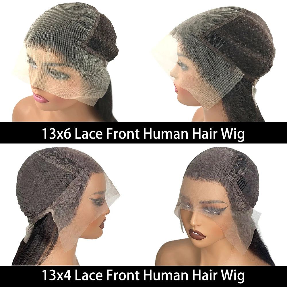 Ombre Brown Color 13x4 Lace Front Layered Wig Remy Brazilian Human Hair Pre Cut Straight Natural Black Frontal Wigs Pre Plucked