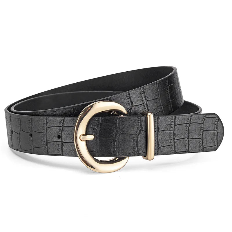 The Alligator Pattern Gold Buckle Belt