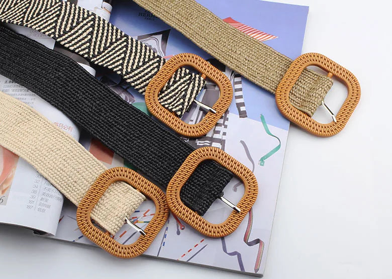 The Woven Straw Skinny Belt