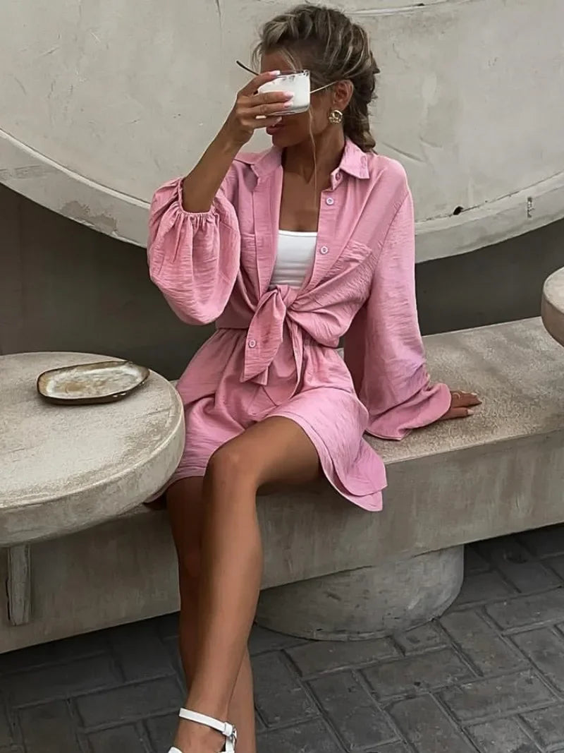 Casual Loose Short Sets For Women 2 Piece Sets Womens Outfits Spa Holiday Baggy Fashion Shorts Suits Woman Summer