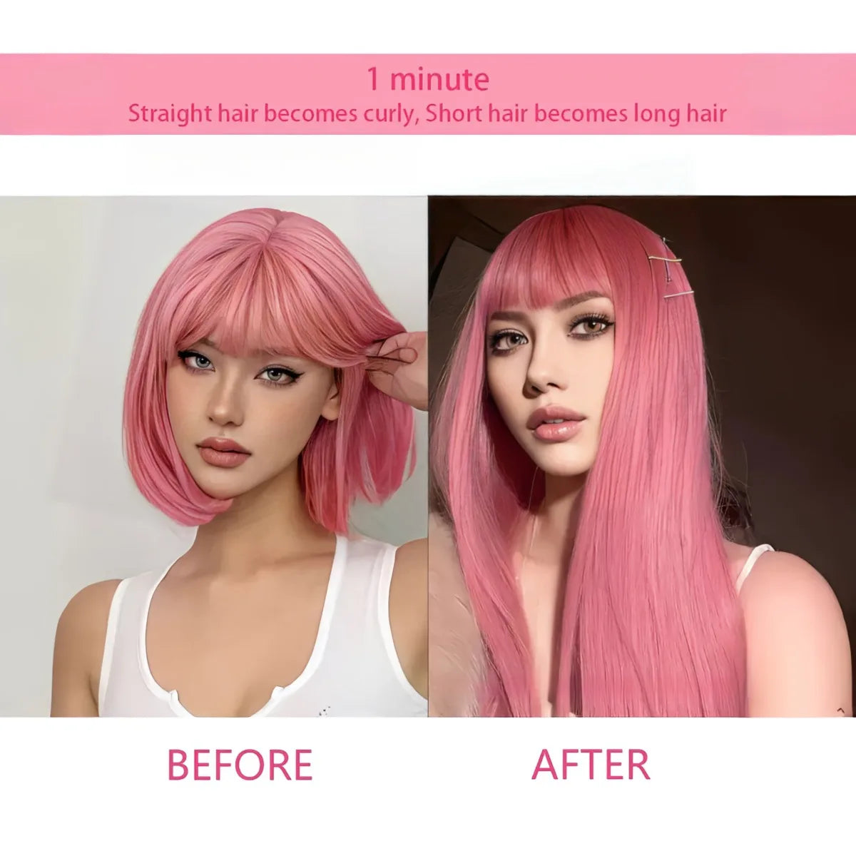 The 60CM Pink Straight Clip-In Hair Extensions