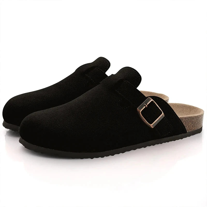 Kidmi Women's Genuine Suede Clogs Soft Footbed Leather Potato Shoes Comfort Slip On Clogs with Arch Support Fashion Home Slipper