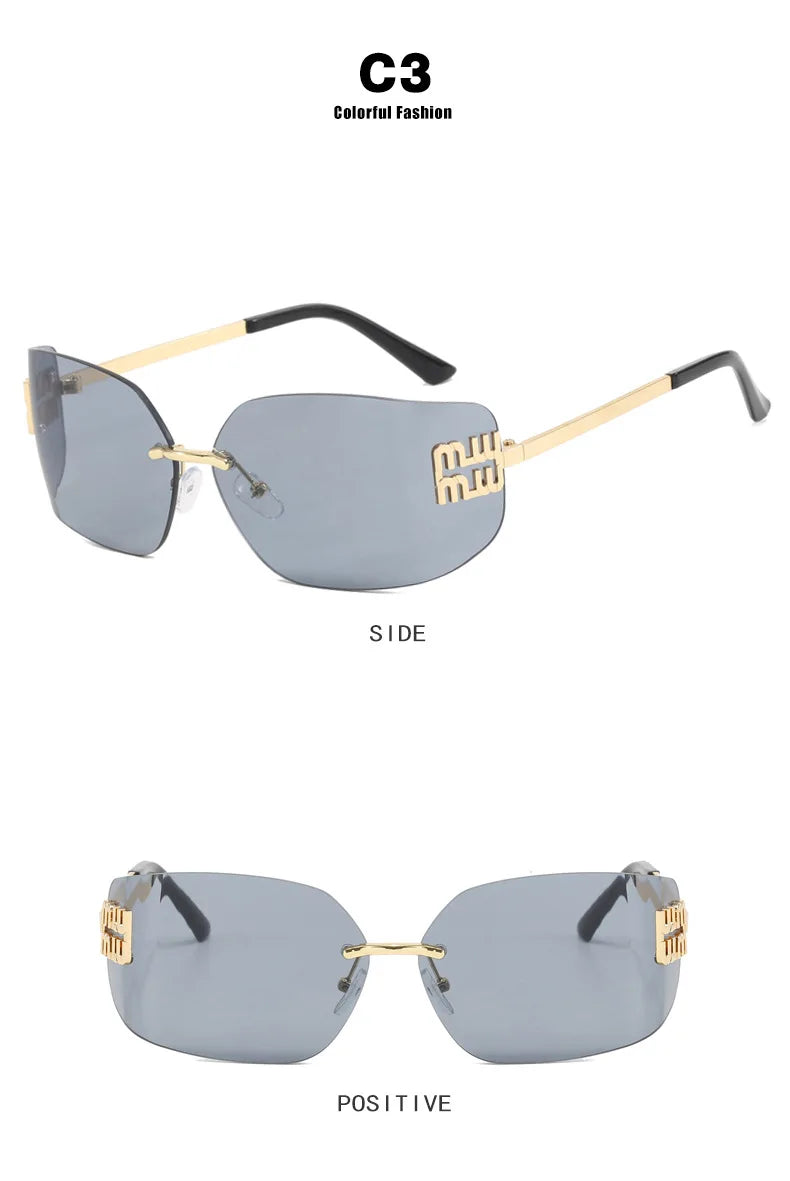 The Vintage Rimless Curved Lens Sunglasses
