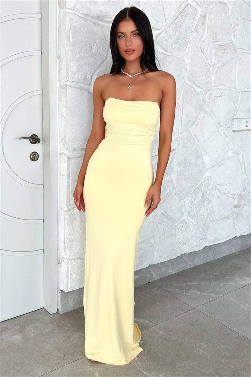 The Strapless Lace-Up Maxi