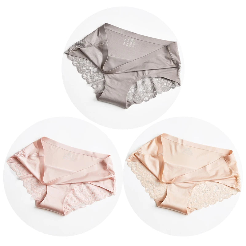 The 3-Pack Silk Satin Lace Brief Set