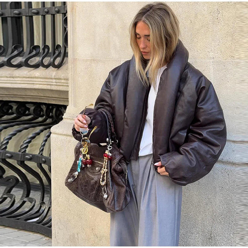 Solid Thicken Short Woman Coats Turn-down Collar Long Sleeve Covered Button Warm Outerwear 2025 Autumn Winter New Lady Jackets