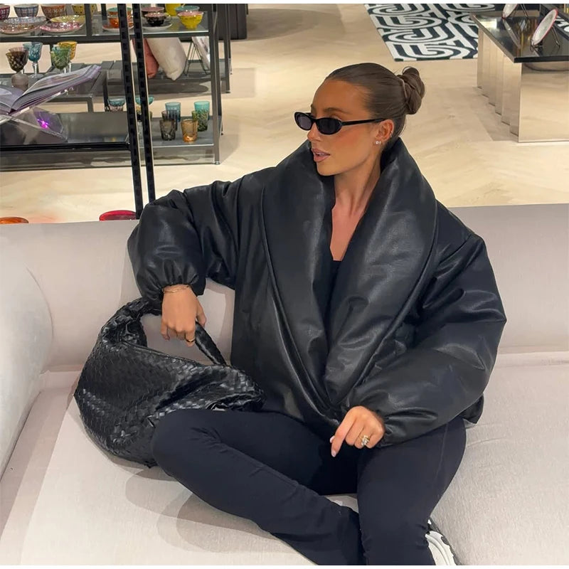 Solid Thicken Short Woman Coats Turn-down Collar Long Sleeve Covered Button Warm Outerwear 2025 Autumn Winter New Lady Jackets