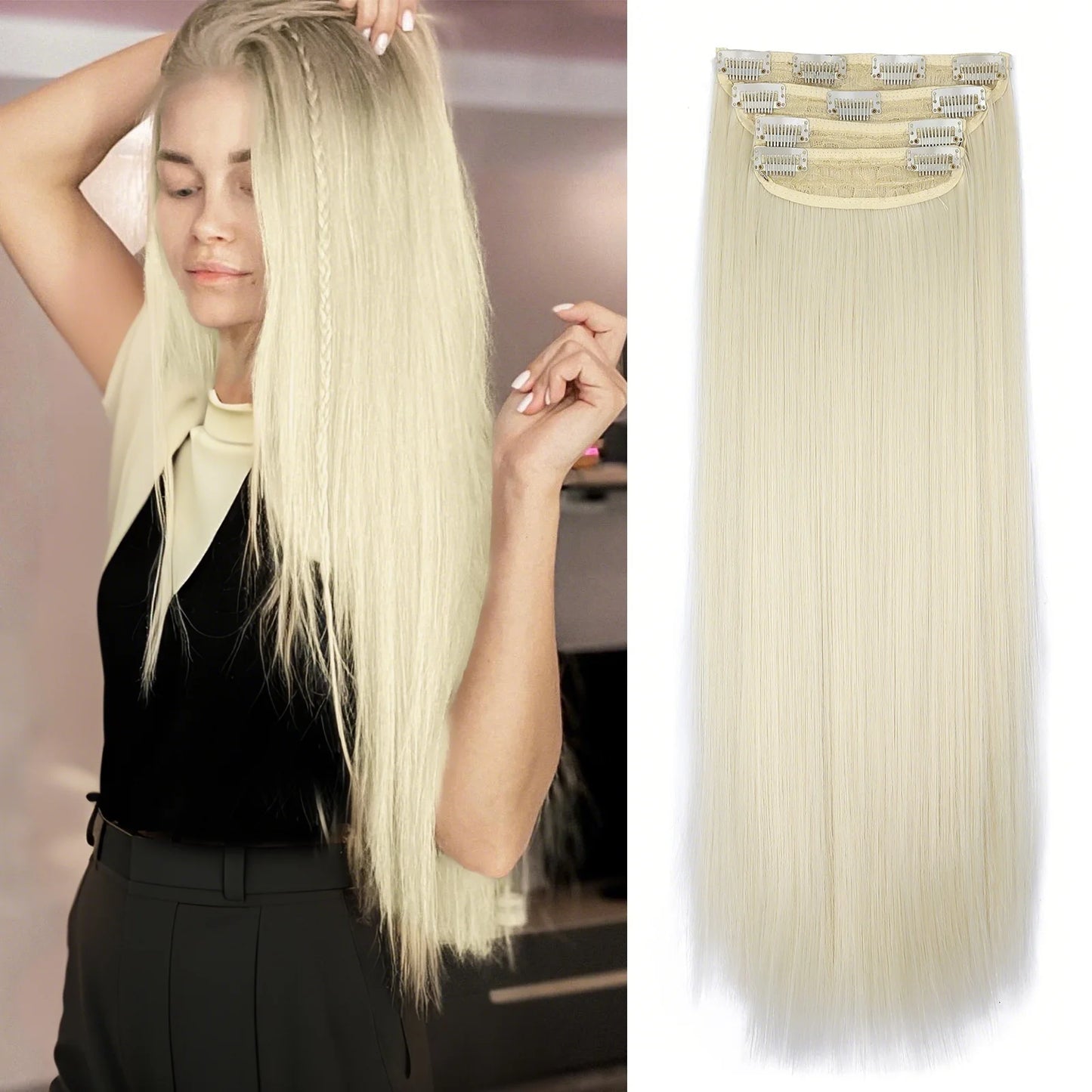 The 20-Inch Long Wavy Clip-In Hairpiece Set (4pcs)